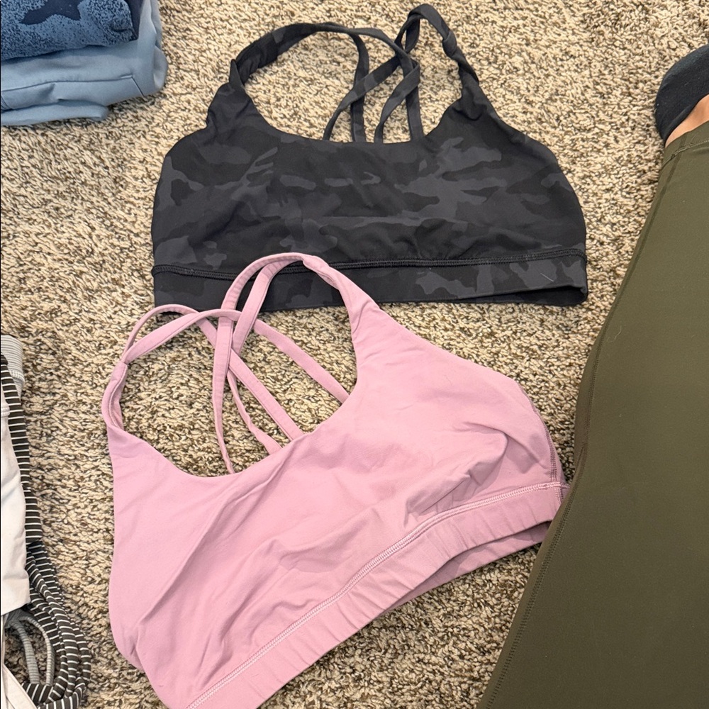 lululemon athletica Camouflage Black and Light Pink Sports Bras